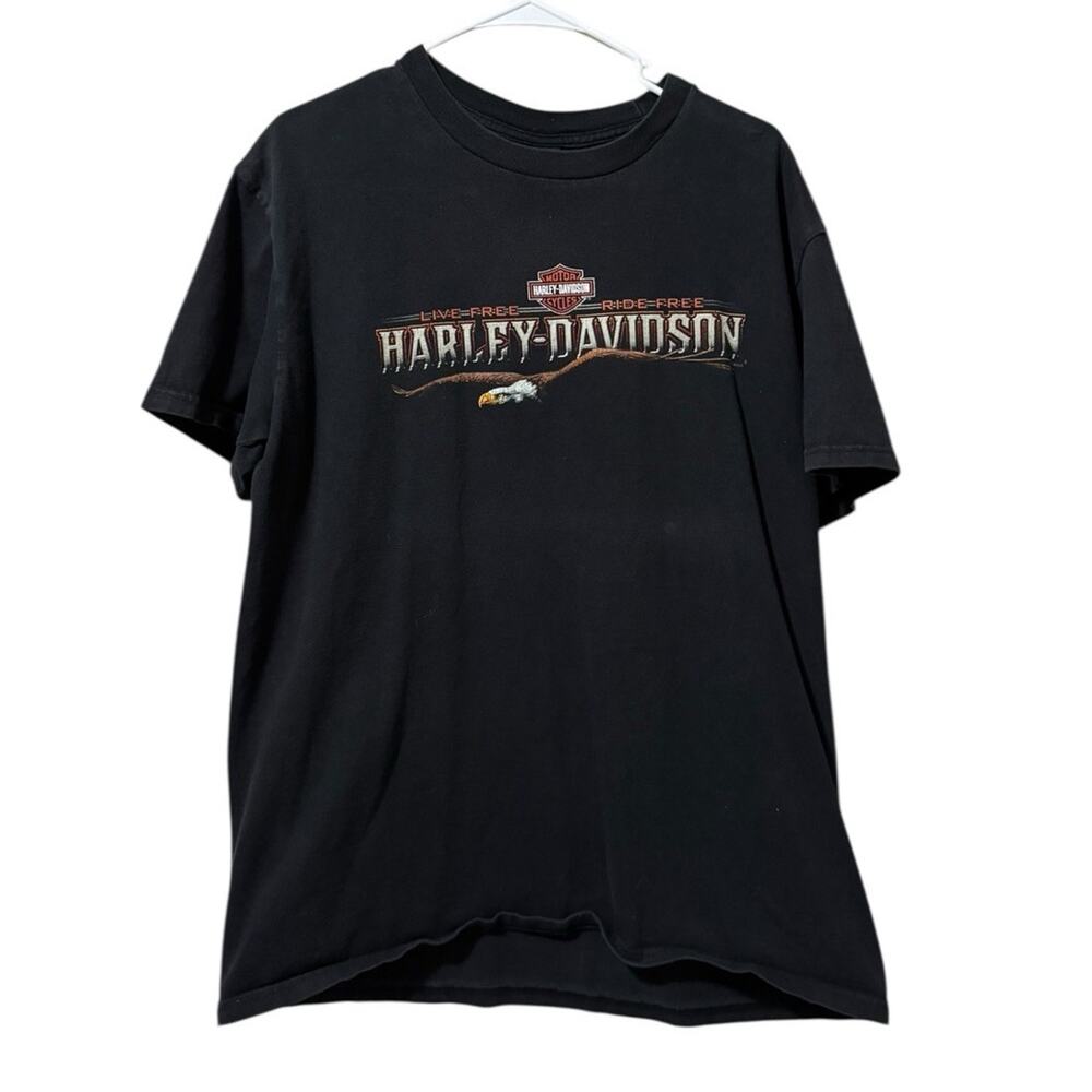 Harley Davidson Mens Size Large T Shirt Live Free Ride Free Dubuque Iowa Cotton